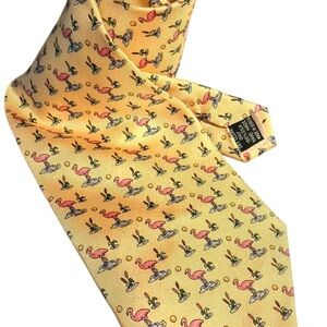 Yellow Flamingo Patterned Tie